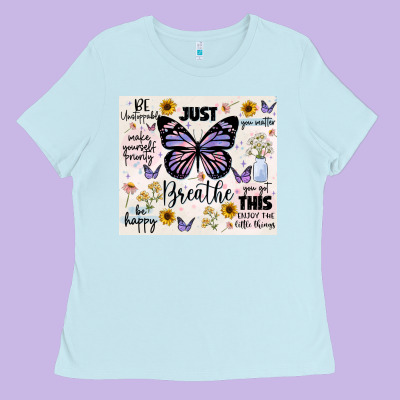 Just Breathe Ladies Tee Designed By Jahusdesignshop