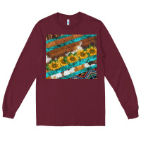 Burgundy western aztec sunflowers turquoise cowhide Long Sleeve Tee - BarkalooDesign