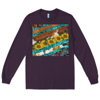 Plum western aztec sunflowers turquoise cowhide Long Sleeve Tee - BarkalooDesign
