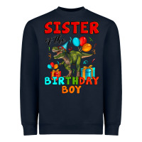 Navy sister of the birthday boy t rex Heavyweight Sweatshirt - Artiststas