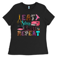 Black eat sleep craft repeat Ladies Tee - RanaPortraitStore