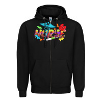Black Autism Nurse Zipper Hoodie - NancyCooperArtShop