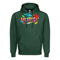 Sports Green Autism Nurse Zipper Hoodie - NancyCooperArtShop