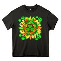 Asphalt sunflower with st patricks smiley face and shamrock with glitter Heavy Core Tee - Artiststas