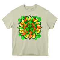 Mossy sunflower with st patricks smiley face and shamrock with glitter Heavy Core Tee - Artiststas