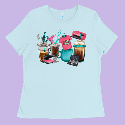 Ladies Tee crafting coffee cups