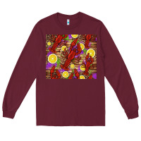 Burgundy mardi gras crawfish and lemons Long Sleeve Tee - Jasminsmagicworld