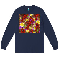 Navy mardi gras crawfish and lemons Long Sleeve Tee - Jasminsmagicworld
