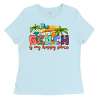 Baby Blue the beach is my happy place Ladies Tee - RanaPortraitStore