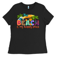 Black the beach is my happy place Ladies Tee - RanaPortraitStore