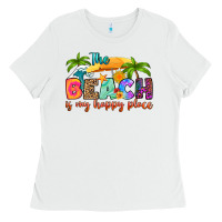 White the beach is my happy place Ladies Tee - RanaPortraitStore