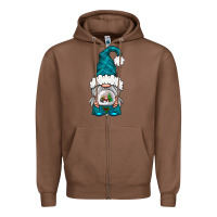 Chestnut winter gnome with snow globe Zipper Hoodie - NancyCooperArtShop