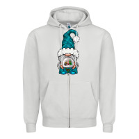 Dove Grey winter gnome with snow globe Zipper Hoodie - NancyCooperArtShop