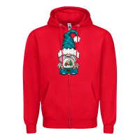 Red winter gnome with snow globe Zipper Hoodie - NancyCooperArtShop