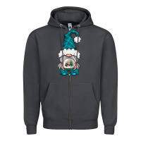 Smoke winter gnome with snow globe Zipper Hoodie - NancyCooperArtShop