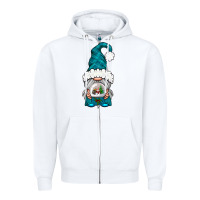 White winter gnome with snow globe Zipper Hoodie - NancyCooperArtShop