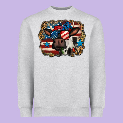4th Of July Cow Heavyweight Sweatshirt Designed By Jasminsmagicworld