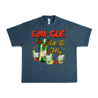 Midnight Navy gin`gle all the way with bottle and cocktails Urban Heavy Tee - AdoDesignShop