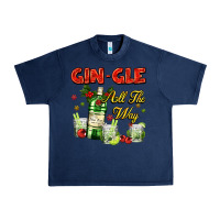 Navy gin`gle all the way with bottle and cocktails Urban Heavy Tee - AdoDesignShop