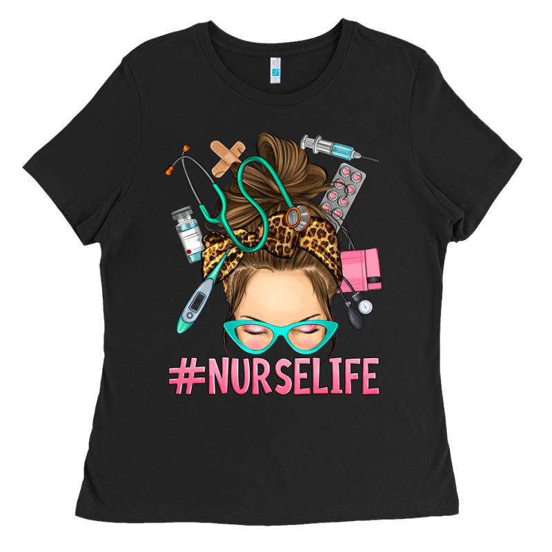 Messy Bun Nurse Life Ladies Tee by RanaPortraitStore | Teevron