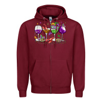 Burgundy mardi gras wine glasses Zipper Hoodie - MaliasSmallBusiness