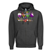 Charcoal Heather mardi gras wine glasses Zipper Hoodie - MaliasSmallBusiness
