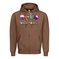 Chestnut mardi gras wine glasses Zipper Hoodie - MaliasSmallBusiness