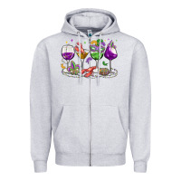 Heather Grey mardi gras wine glasses Zipper Hoodie - MaliasSmallBusiness