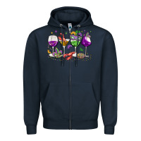 Navy mardi gras wine glasses Zipper Hoodie - MaliasSmallBusiness