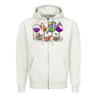 Oatmeal Heather mardi gras wine glasses Zipper Hoodie - MaliasSmallBusiness