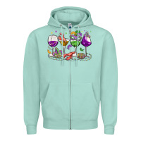 Seafoam mardi gras wine glasses Zipper Hoodie - MaliasSmallBusiness