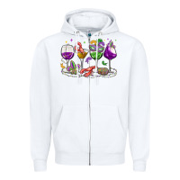 White mardi gras wine glasses Zipper Hoodie - MaliasSmallBusiness