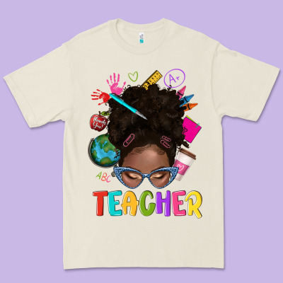 Teacher Afro Messy Bun Premium Tee Designed By Texasbilliewilder