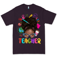 Plum teacher afro messy bun Premium Tee - texasbilliewilder