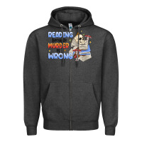 Charcoal Heather reading because murder is wrong Zipper Hoodie - MaliasSmallBusiness