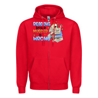 Red reading because murder is wrong Zipper Hoodie - MaliasSmallBusiness