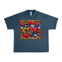 Midnight Navy 4th of july american hearts Urban Heavy Tee - Jasminsmagicworld