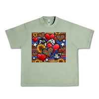 Oil Green 4th of july american hearts Urban Heavy Tee - Jasminsmagicworld