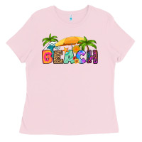 Bubblegum Pink beach Ladies Tee - RanaPortraitStore