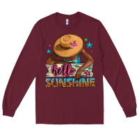 Burgundy Hello sunshine Long Sleeve Tee - NancyCooperArtShop