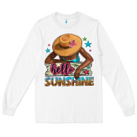 White Hello sunshine Long Sleeve Tee - NancyCooperArtShop