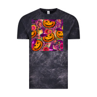 Cloud Black halloween witchy pumpkin seamless pattern Vintage Tee - BundleAndBundleShop