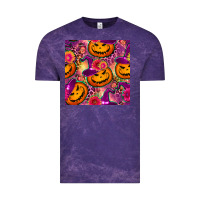 Cloud Purple halloween witchy pumpkin seamless pattern Vintage Tee - BundleAndBundleShop