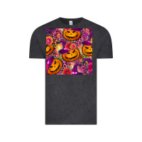 Vintage Black halloween witchy pumpkin seamless pattern Vintage Tee - BundleAndBundleShop