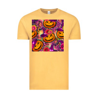 Vintage Mustard halloween witchy pumpkin seamless pattern Vintage Tee - BundleAndBundleShop