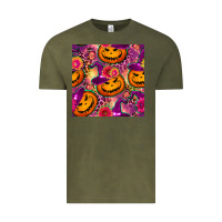 Vintage Olive halloween witchy pumpkin seamless pattern Vintage Tee - BundleAndBundleShop