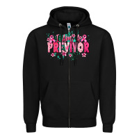 Black i am a previvor Zipper Hoodie - NancyCooperArtShop