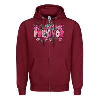 Burgundy i am a previvor Zipper Hoodie - NancyCooperArtShop