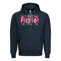 Navy i am a previvor Zipper Hoodie - NancyCooperArtShop