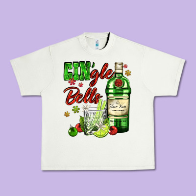 Gin`gle Bells With Bottle And Cocktail Urban Heavy Tee Designed By Adodesignshop